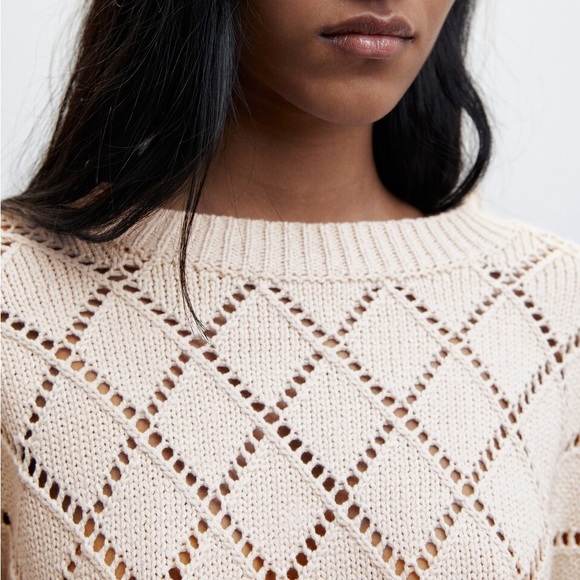 ✨LIKE NEW✨ Mango Aleta Cotton cropped openwork sweater - Picture 5 of 15
